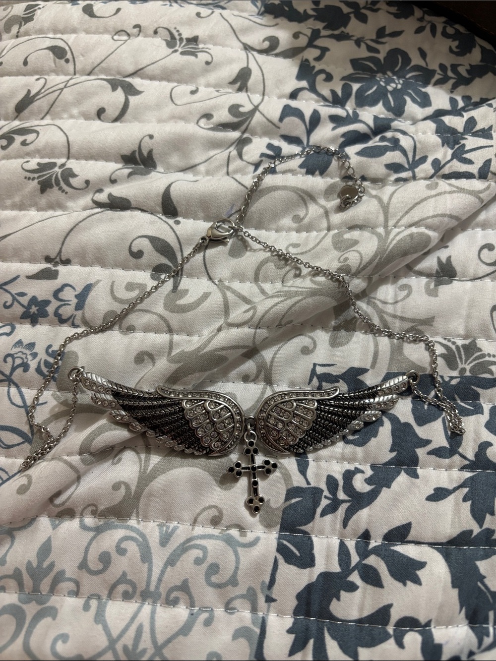 Silver Winged Cross Necklace - Women Jewelry